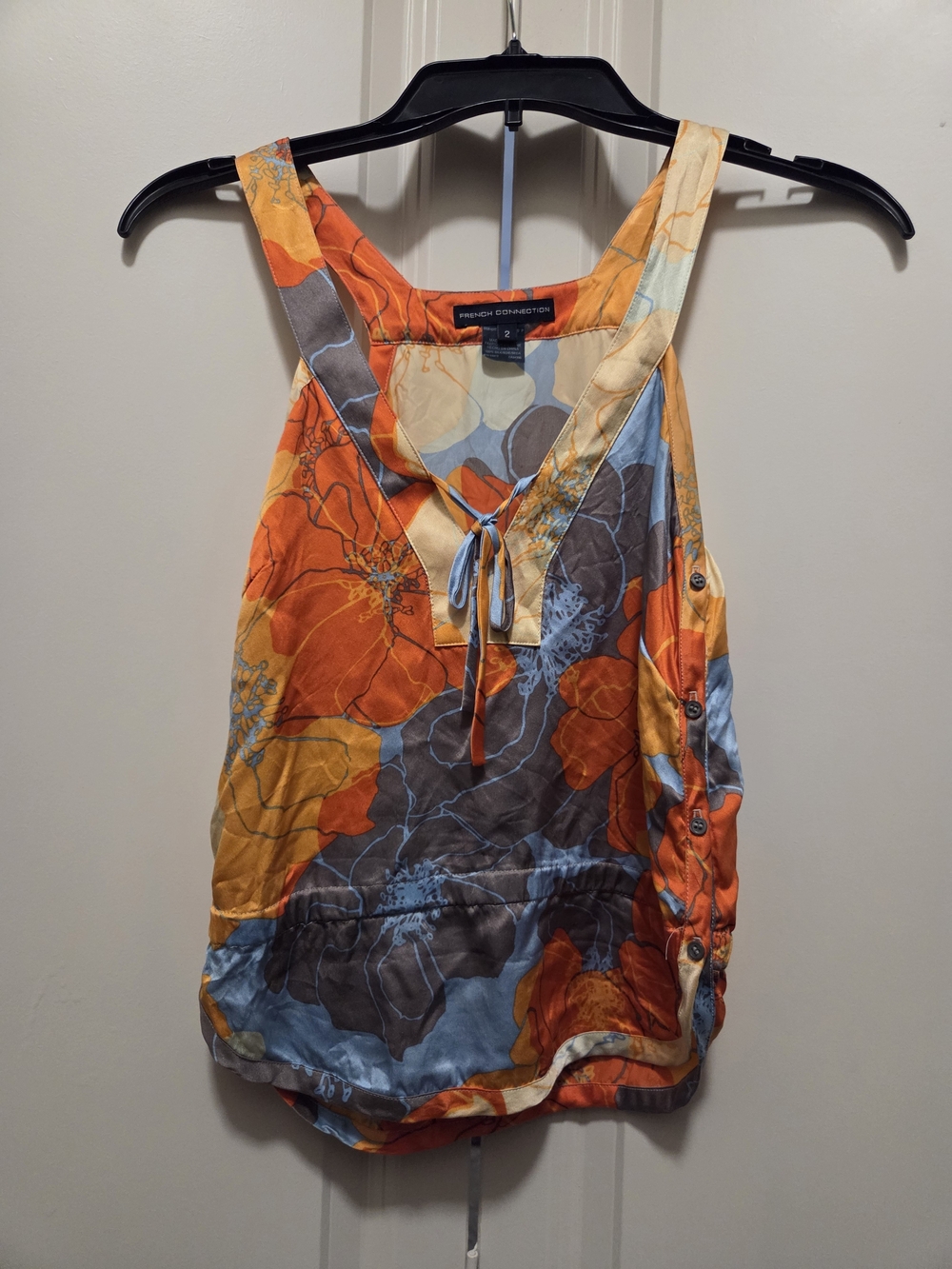 French Connection Orange Multi Floral Tie-Front Camisole